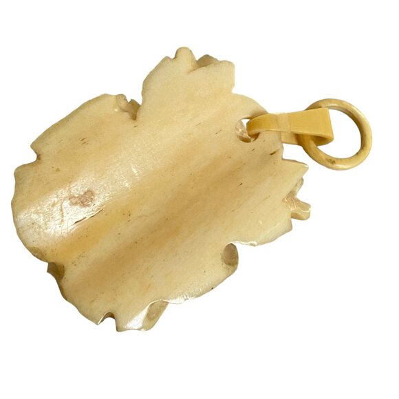 19th Century Victorian Ivory Bone Rose Pendant - Picture 2 of 6